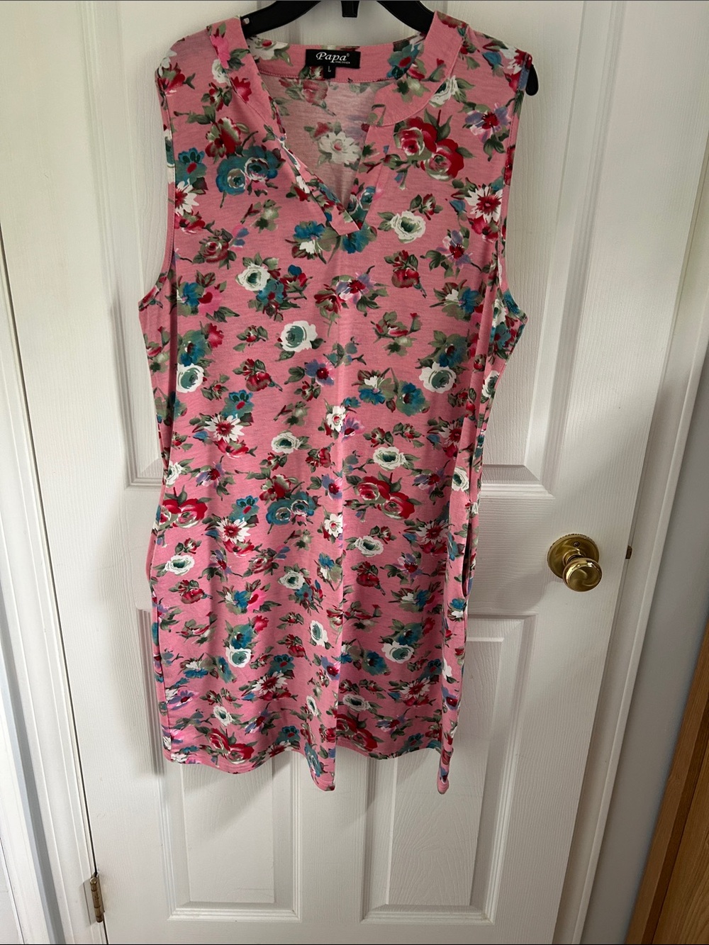 Papa Pink Floral Midi Dress - Sleeveless V-Neck